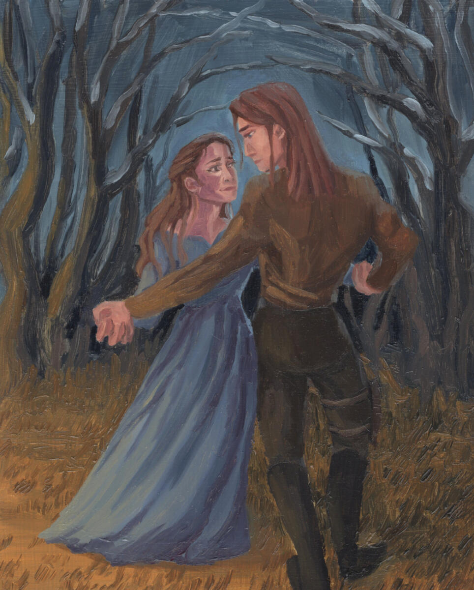 One Last Dance. A scene from In The Darkest Midnight by Grace Draven. Oil on mdf panel. One Last Dance. A scene from In The Darkest Midnight by Grace Draven. Oil on mdf panel.