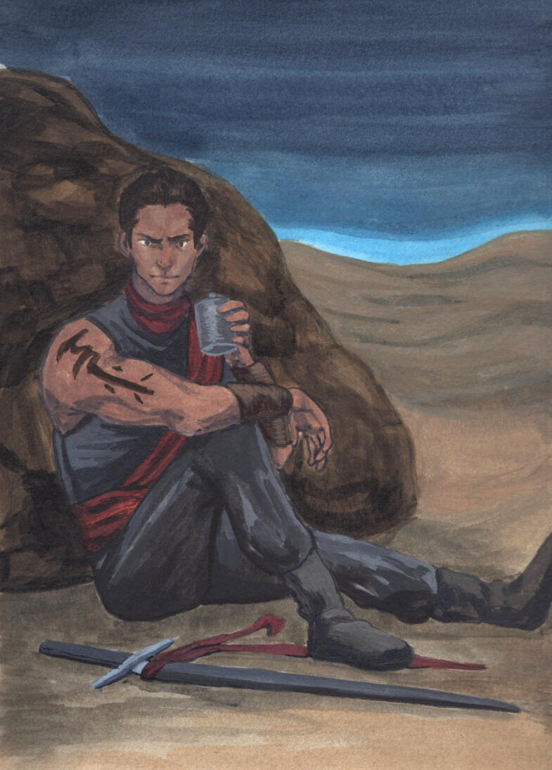 Ashek from Ensaadi by Elisabeth Wheatley. Acrylic on paper. Ashek from Ensaadi by Elisabeth Wheatley. Acrylic on paper.