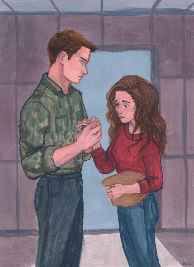 Griffin and Hope from Mad About Yule by Genny Carrick, Acrylic on mixed media paper Griffin and Hope from Mad About Yule by Genny Carrick, Acrylic on mixed media paper