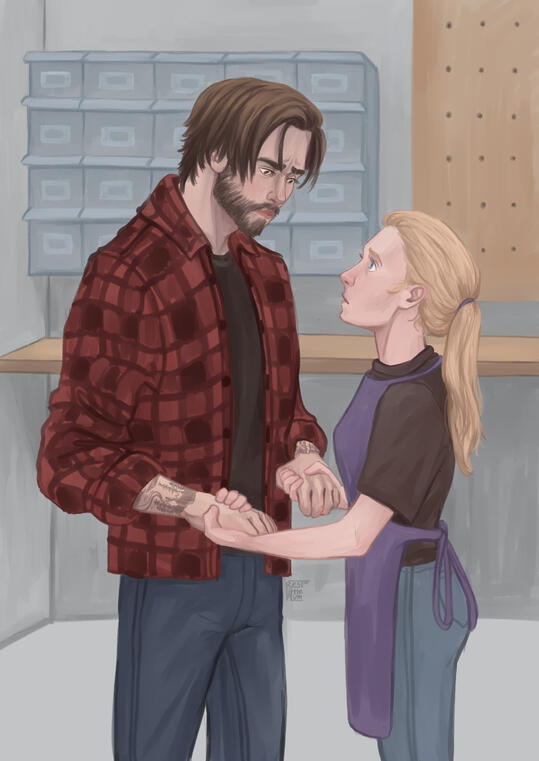 Shepherd and Wren from One Small Spark by Genny Carrick. Digital.