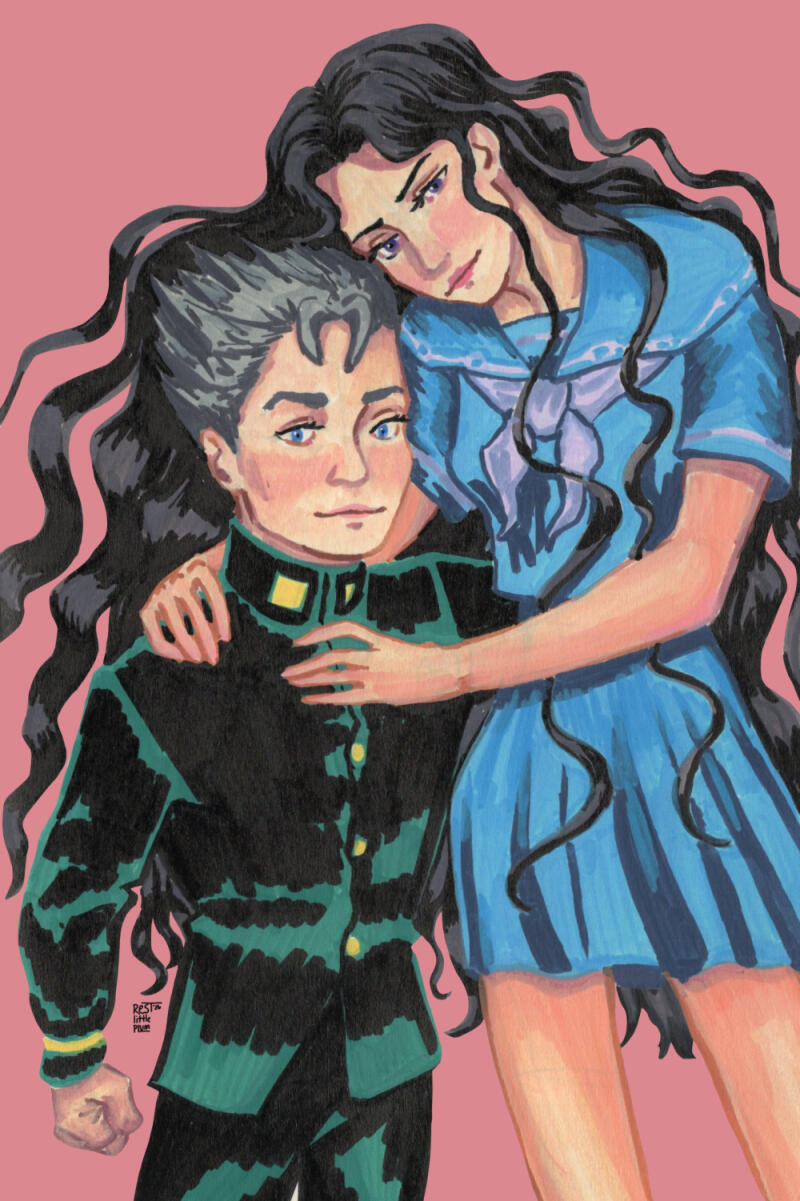 Koichi and Yukako from Jojo Part 4. Acrylic markers 2026 Koichi and Yukako from Jojo Part 4. Acrylic markers 2026