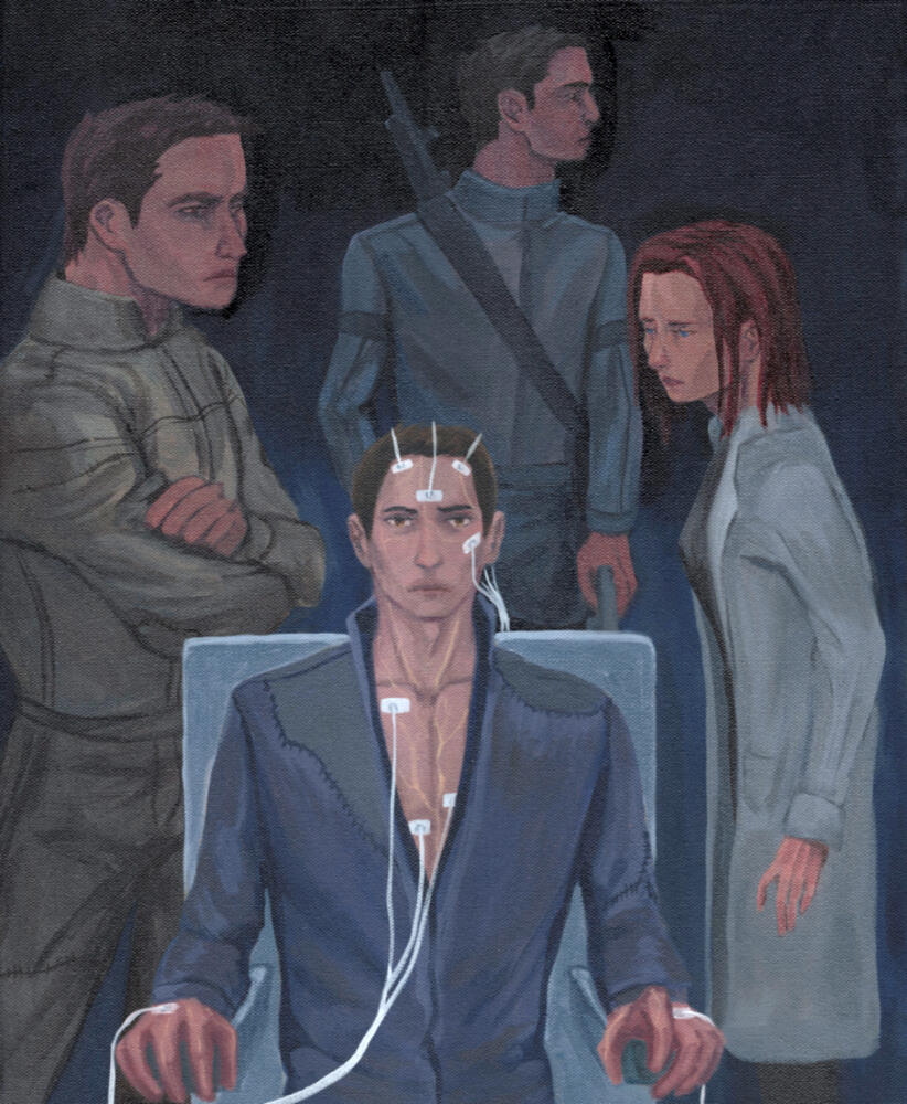 In The Company of Others main characters by Julie E. Czerneda. Acrylic and oil on 16x20" canvas. In The Company of Others main characters by Julie E. Czerneda. Acrylic and oil on 16x20" canvas.