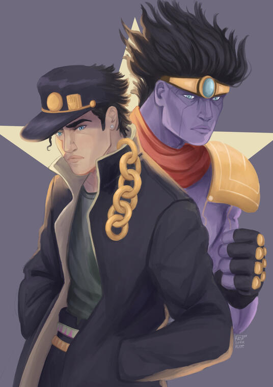 Jotaro and Star Platinum from Jojo&#39;s Bizarre Adventure Part 3. Digital.